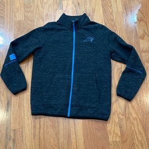 Carolina Panther NFL Jacket Full Zip Kangaroo Split Pockets Black Size Large